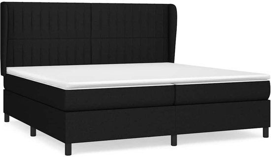 vidaXL Boxspring met matras stof zwart 200x200 cm