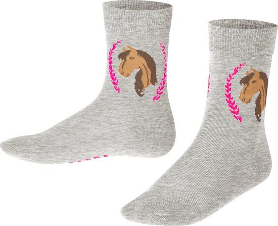 FALKE Horse Duurzaam Katoen Kindersokken - Grijs - Maat 23-26
