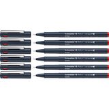 Schneider Pictus Fineliner (lijndikte 0,2 mm, onuitwisbare pigmentliner, metalen punt, behuizing van 85% gerecycled kunststof) verpakking van 6 stuks, rood