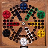 Engelhart Ludo 6 Spelers – Houten Bordspel – Ecologisch Acaciahout – Klassiek Mens Erger Je Niet Spel – Familiespel