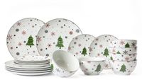 Cookinglife Serviesset - Kerstservies - Aardewerk - Rood 18-delig / 6 personen