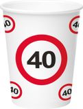 Folat Bekers - Verkeersbord 40 - 250 ml - 8 stuks