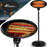 Tresko Warmtestraler, staand, infrarood, 2.000 W, elektrisch met 3 warmtestanden, terrasstraler, voor binnen en buiten, infraroodstraler met led-display