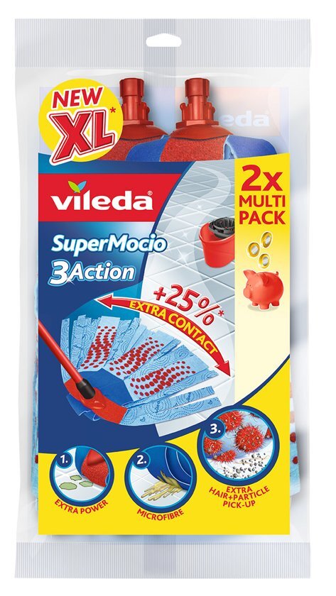 Vileda Vervanging Super Mocio 3 Action Multipack van 2 stuks