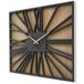 FLEXISTYLE Grote vierkante wandklok zonder tikkende geluiden, vierkant LOFT eiken zwart 50 cm, woonkamer, slaapkamer, gemaakt in de EU