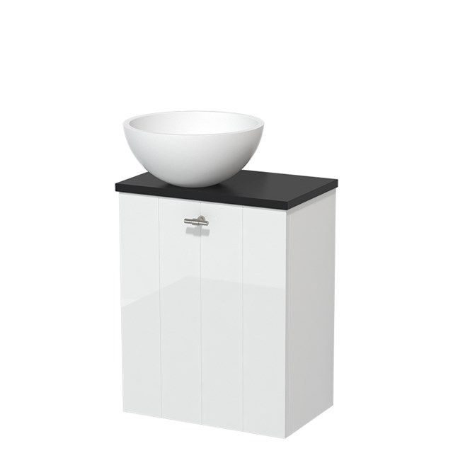 Maxaro Modulo Toiletmeubel 41 cm Hoogglans Wit Lamel - Mat Zwart Blad