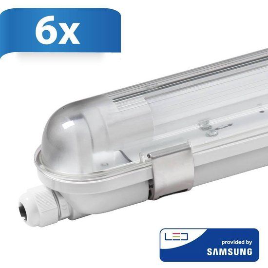 HOFTRONIC 6x LED TL armatuur 150cm - T8 (G13) - 24 Watt 2640 lumen - 6000K daglicht wit - Koppelbaar - IP65 waterdicht