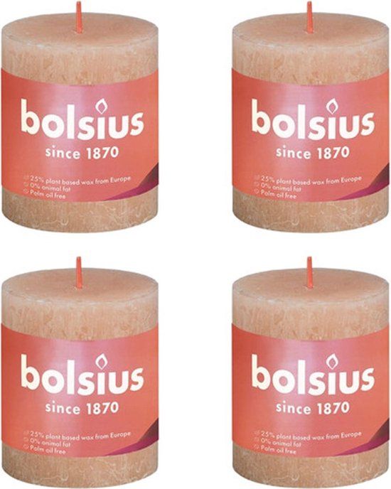 Bolsius Stompkaarsen Shine 4 st rustiek 80x68 mm mistroze