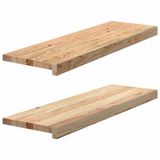 vidaXL Traptreden - 2 stuks - Massief eikenhout - 80x30x2 cm