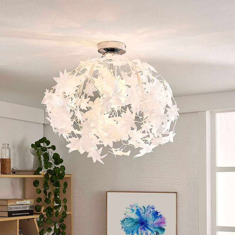 Lindby Design ronde plafondlamp wit - Feder