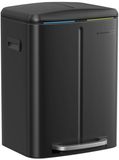 SONGMICS LTB40B02 Keukenvuilnisemmer, 2 x 20 l, afvalscheidingssysteem 2 vakken, metalen pedaalemmer, binnenemmer van kunststof, softclose-deksel, met handgrepen, geurdicht, zwart