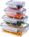 KADAX Glazen container met deksel, voedselcontainer, vaatwasmachinebestendige voedselcontainer, afsluitbare vershouddoos, bewaardoos, rechthoekig, set van 4