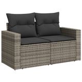 vidaXL 14-delige Loungeset met Kussens Poly Rattan Grijs