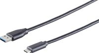 1x USB-A naar USB-C 3.0 adapterkabel, zwart, 3 m