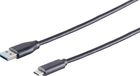 1x USB-A naar USB-C 3.0 adapterkabel, zwart, 3 m