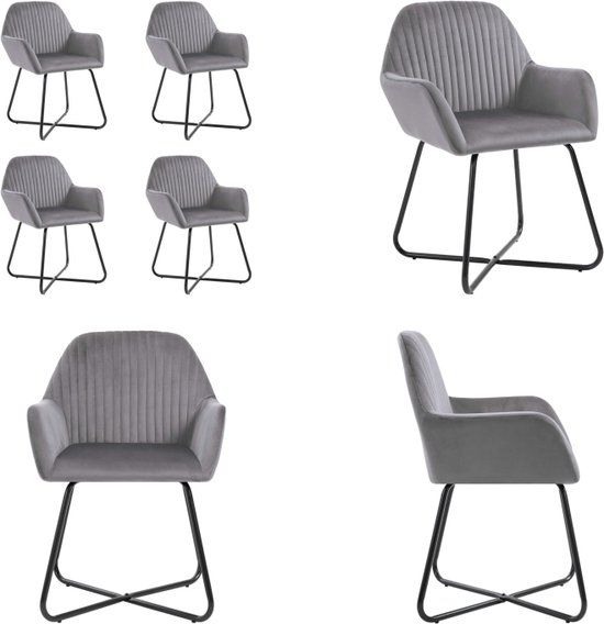 vidaXL Eetkamerstoelen 4 st fluweel grijs