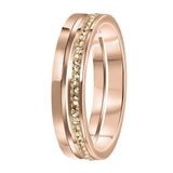 Lucardi Dames Ring roseplated 2rij met light peach - Ring - Cadeau - Staal - Rosékleurig