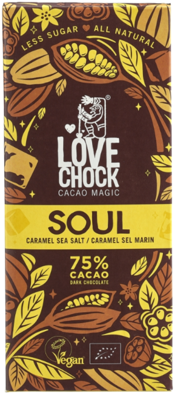 Lovechock Soul vegan pure chocolade karamel zeezout 70gr