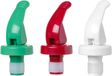 HENDI Flessenstop afsluitbaar, flessenstop, flesafsluiter, wijnstoppers, aantal stuks: 3, groen, wit en rood