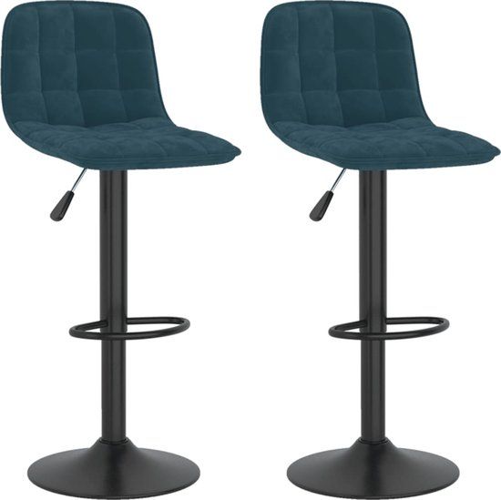 vidaXL Barkrukken - 2 stuks - Fluweel - Blauw
