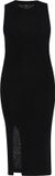 Faina Zwarte Gebreide Jurk Mouwloos Lang Effen Ronde Hals Acryl/Polyamide S