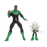 DC x Sonic Silver & Green Lantern actiefiguren multipack, officieel gelicentieerd door Jakks Pacific, inclusief 6,35 cm Silver & 12,5 cm Classic actiefiguren, Sonic x DC verzamelobject