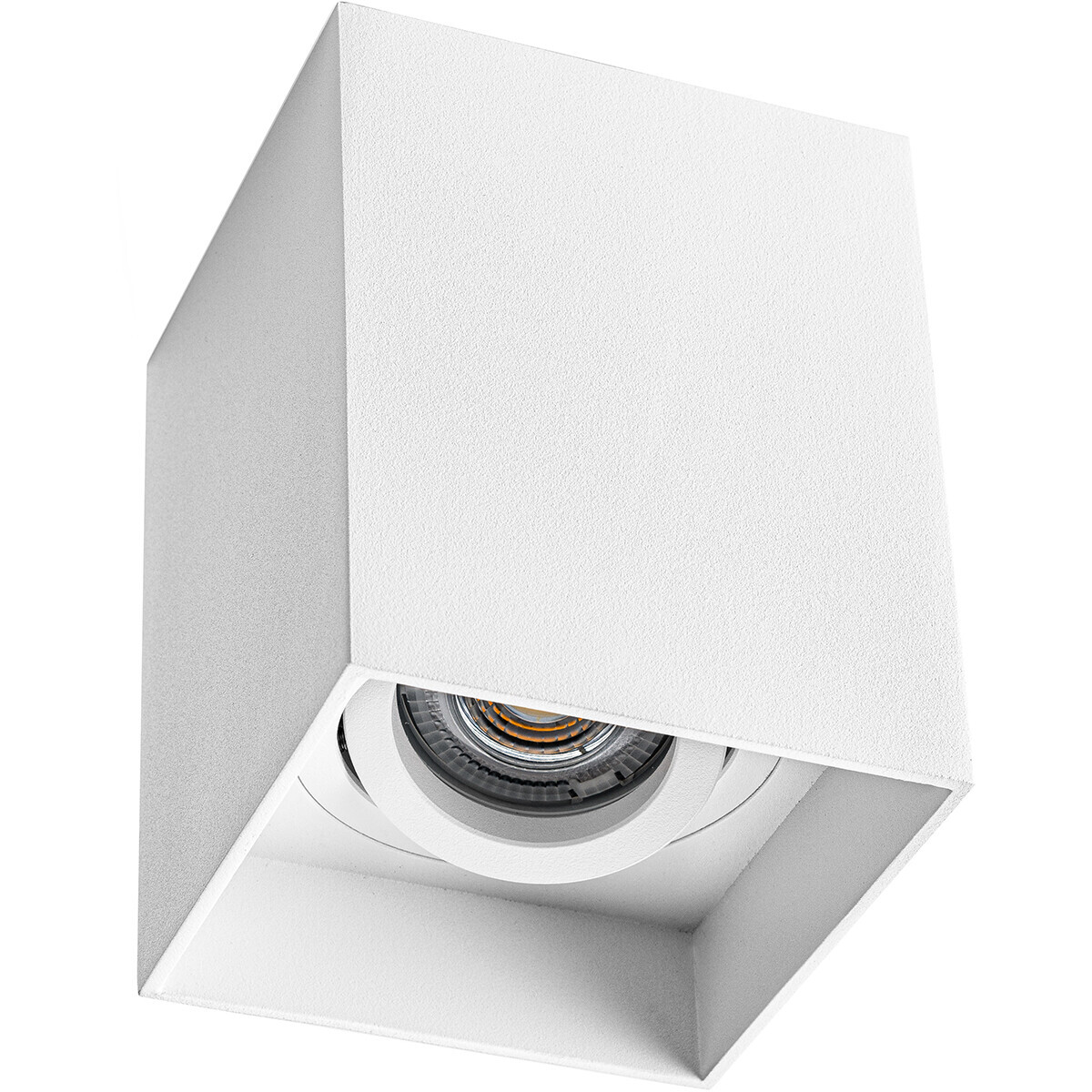 BES LED Opbouwspot GU10 - Pragmi Luxina Pro - Opbouw Vierkant - Mat Wit - Aluminium - Verdiept - Kantelbaar - 90mm