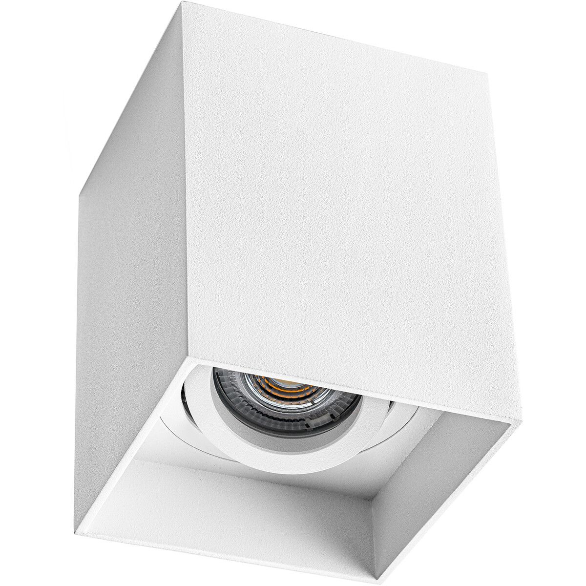 BES LED Opbouwspot GU10 - Pragmi Luxina Pro - Vierkant - Mat Wit - Aluminium - Kantelbaar - 90mm
