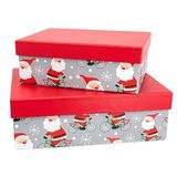 Idena 30349 - Geschenkdozen kerstman op fiets, 2 stuks, geschenkdozen, geschenkverpakking kerst