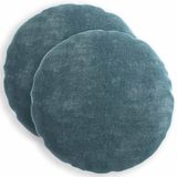 vidaXL Kussensloop 2 st HEERLEN Blauw Ø 50 cm Chenille Stof