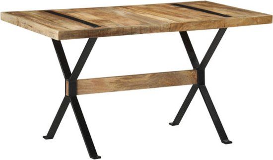 vidaXL Eettafel 140x70x76 cm ruw mangohout
