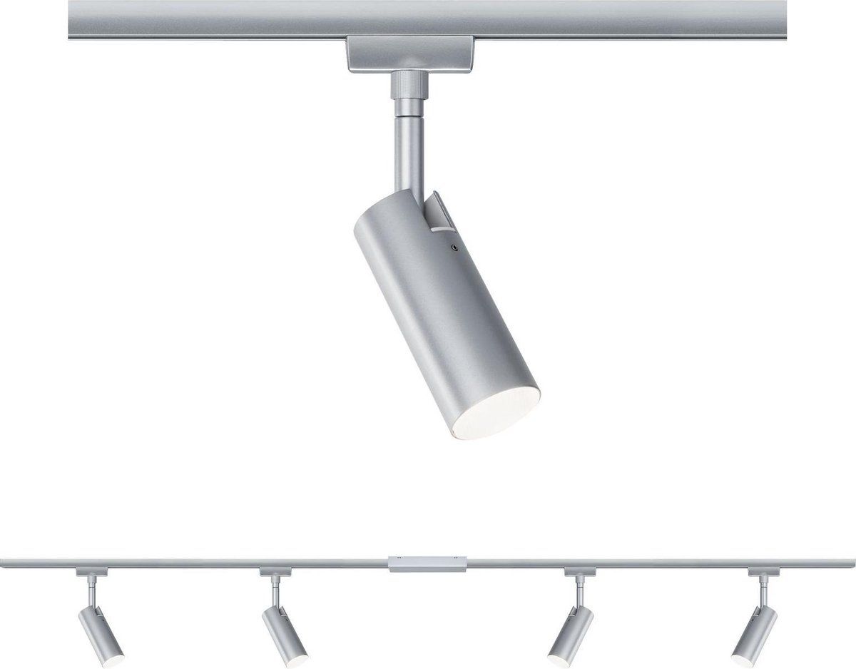 Paulmann URail set Tubo 4x5W cr-mat - Complete set met plafondlampen, rail, connector en voeding
