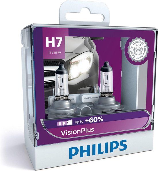Philips VisionPlus H7 Halogen Headlight Bulbs - Set of 2