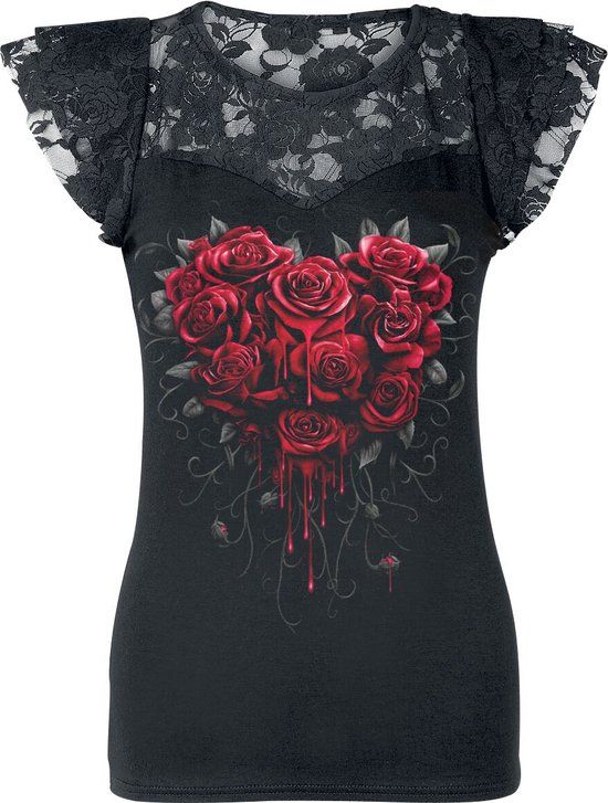 Spiral Bleeding Heart Dames T-shirt - Zwart - S