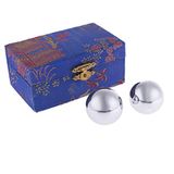 Lachineuse - Metalen Qi Gong Ball Set - Chinese Anti-Stress Ballen φ 35mm - Stalen Gezondheidsballen - Zen Ontspanning Geschenkdoos - Blauw