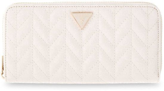 GUESS Stacey SLG Zip Around Wallet Cream White crème