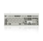 Perixx PERIBOARD-106M, USB-bekabeld toetsenbord in volledig formaat met ergonomisch design, retro/vintage design, grijs/wit