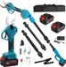 Takkenschaar elektrisch 2-en-1 - Cisaille de jardin sur batterie - Moteur sans balai 21 V, 2x3,0Ah - Écran LCD - Manche télescopique de 2,3 mètres - Diamètre de coupe de 40 cm - Bleu