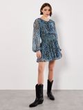 Apricot Feather Print Chiffon Mini Dress