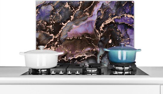KitchenYeah Spatscherm Marmer goud - RvM - Ferrari - 70x50 cm - Keuken achterwand - Roze/Goud