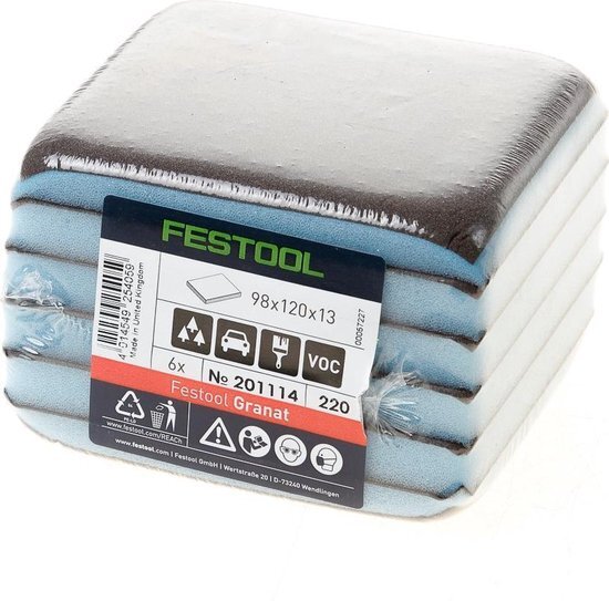 Festool Granat schuurspons 97x120x13mm 220 Grit 6 Stuks