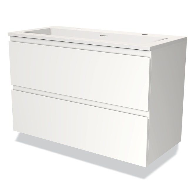 Maxaro Badkamermeubel 100cm Modulo Mat Wit 2 Lades Greeploos Solid Surface