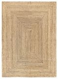 HAMID - Vloerkleed Van Jute, Tapijt Alhambra Natuurlijk, 100% Natuurlijk Tapijt Van Jute, Handgeweven, Vloerkleed Voor Woonkamer, Slaapkamer, Eetkamer, Gang, Ingang - (230x160cm)