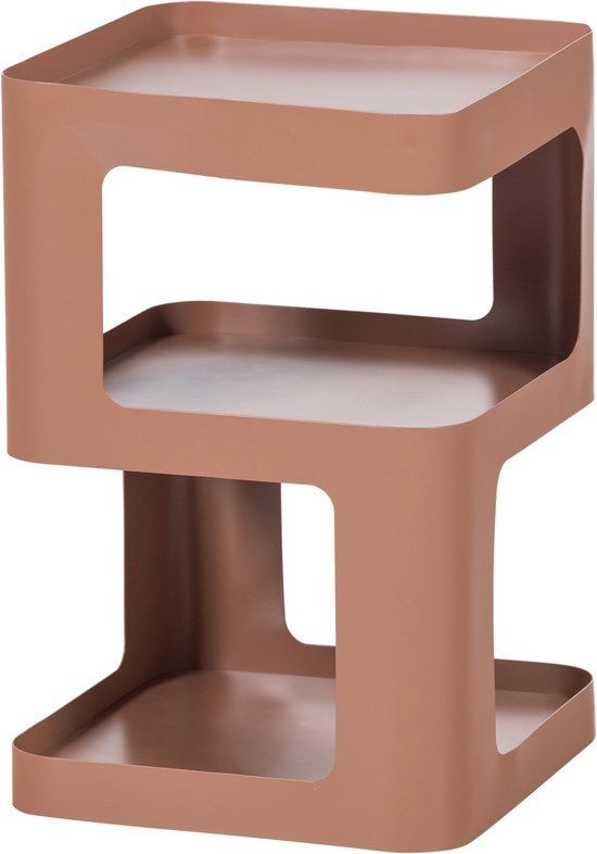 WOOOD Riv Bijzettafel/Nachtkastje - Metaal - Zalmroze - 54x35x35