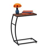 Merkloos Relaxdays Bijzettafel Industrieel U-vorm Metaal/MDF Bruin/Zwart 58.5 x 47.5 x 25 cm