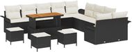 vidaXL Tuinbank Set 13-delig Zwart Polyrattan