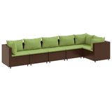 vidaXL 6-delige Loungeset met Kussens Poly Rattan Bruin