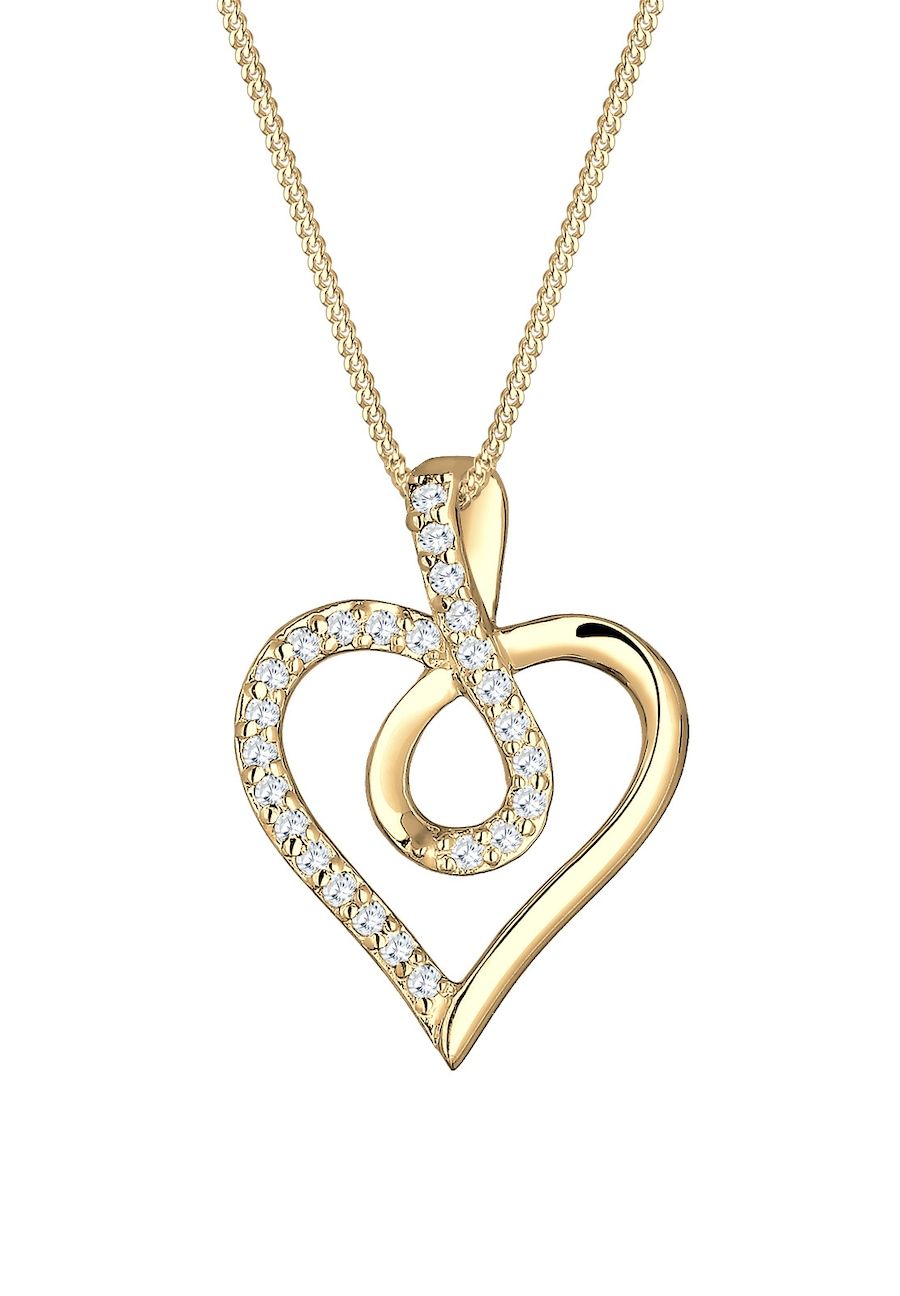 Elli Halsketting dames infinity hart symbool met cubic zirconia in 925 sterling zilver rose gold plated