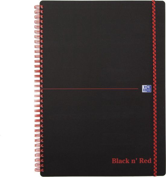 Oxford Black n' Red A4 Lined Notebook - Black