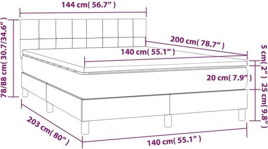 vidaXL Boxspring met matras, stof, donkergrijs, 140x200 cm